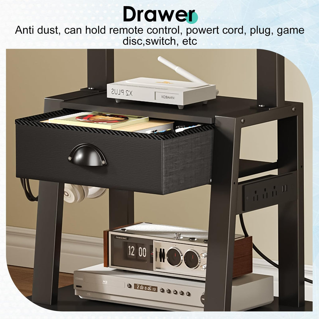 Rolling TV Stand with Power Outlet, Adjustable Height, for 23-60 inch Screens F9230