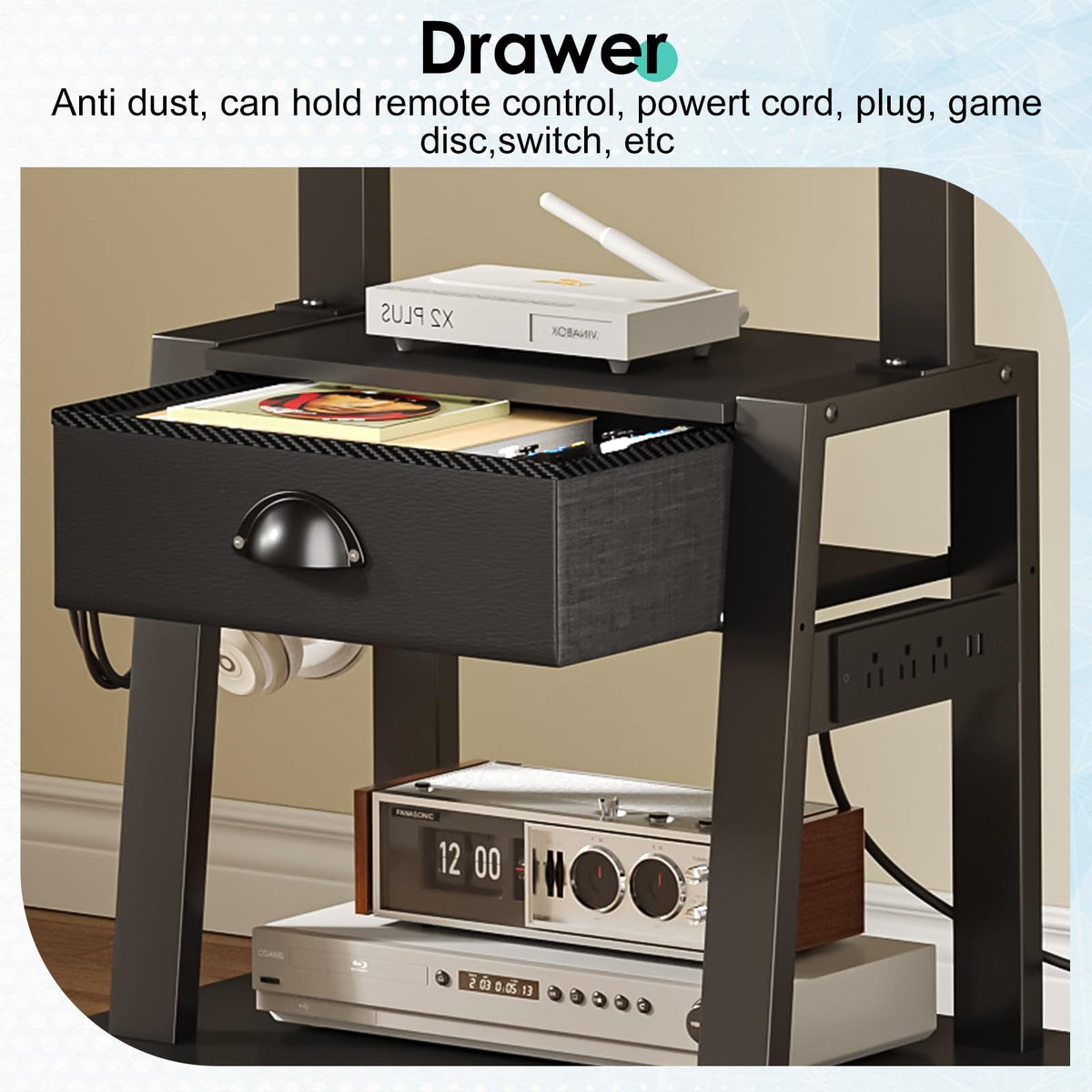 Rolling TV Stand with Power Outlet, Adjustable Height, for 23-60 inch Screens F9230