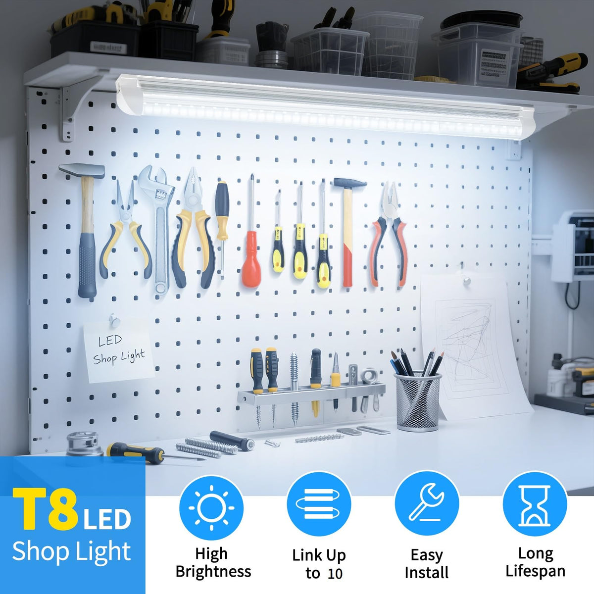 2FT 25W 3750LM 6500K Linkable LED Shop Light S30424