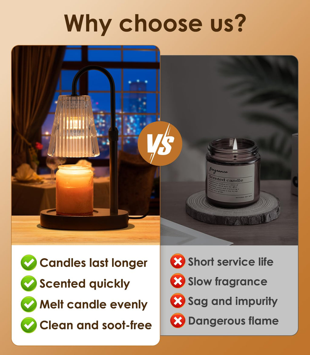 Electric Candle Warmer Lamp with Dimmer Adjustable Height Timer Glass Z1271