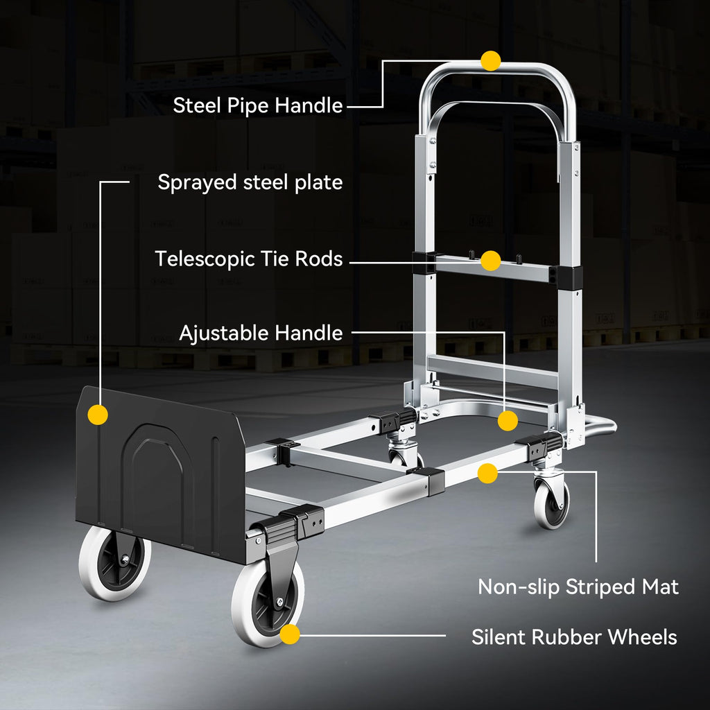 3-in-1 Folding Hand Truck 600LBS Heavy Duty Convertible Cart B9803