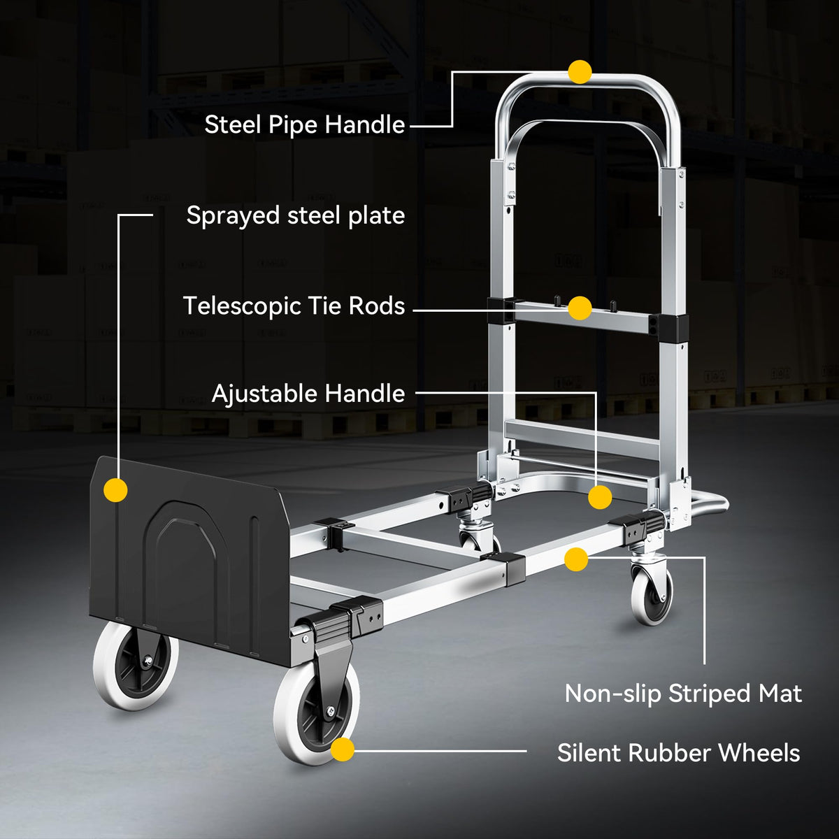 3-in-1 Folding Hand Truck 600LBS Heavy Duty Convertible Cart B9803