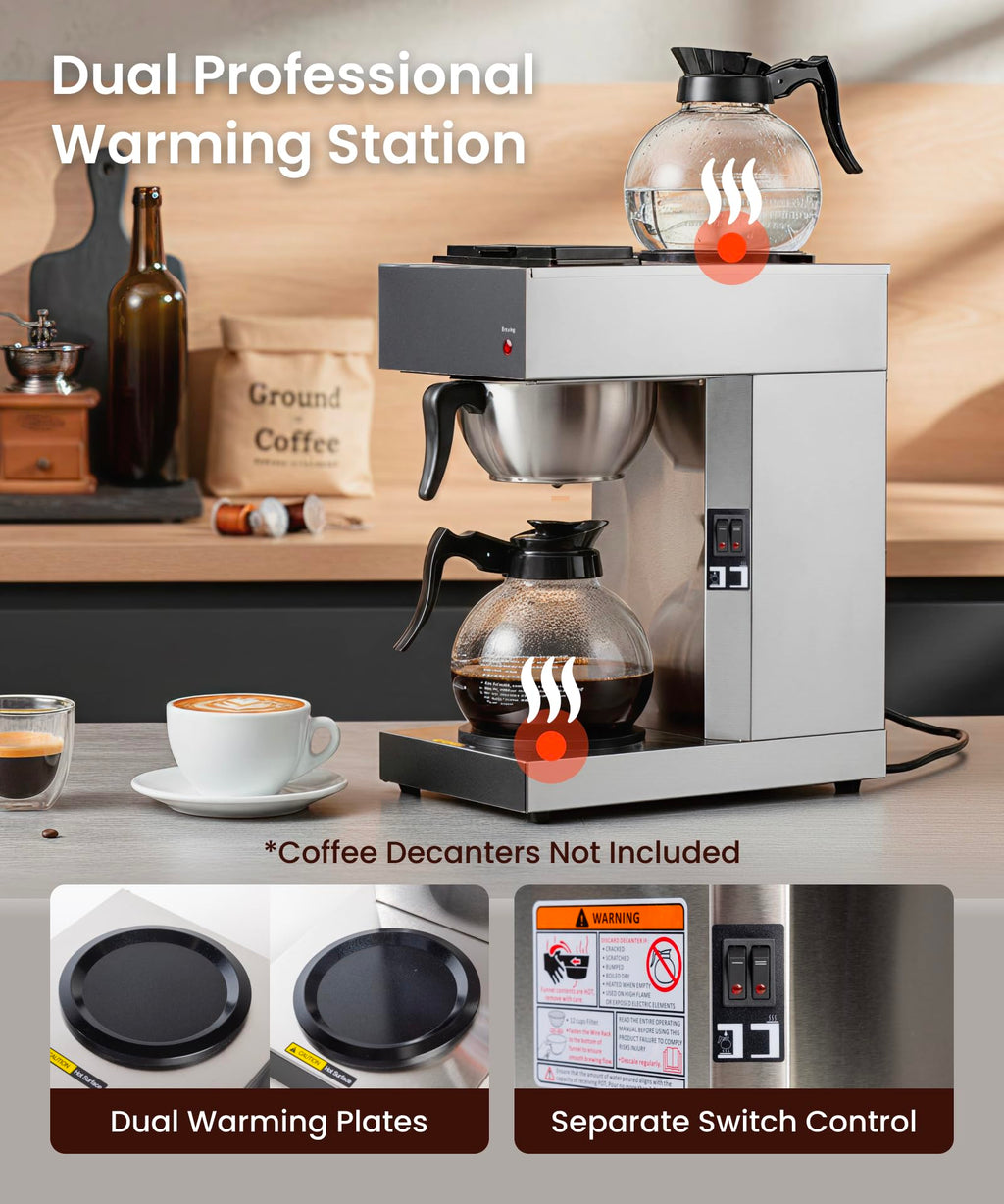 Commercial Pour Over Coffee Maker with 2 Warmers Y1030