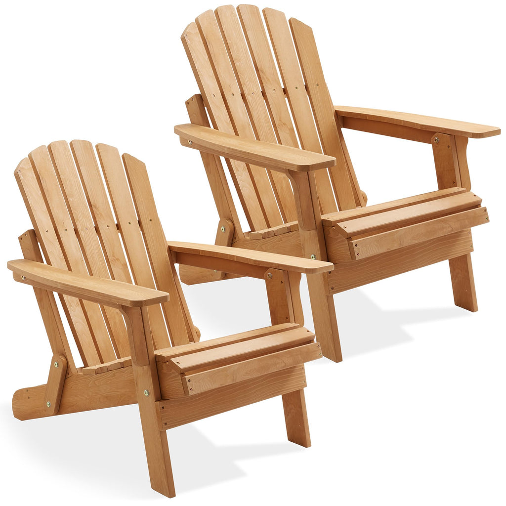 Oversized Folding Adirondack Chair Set of 2 Cedar Wood Z800383