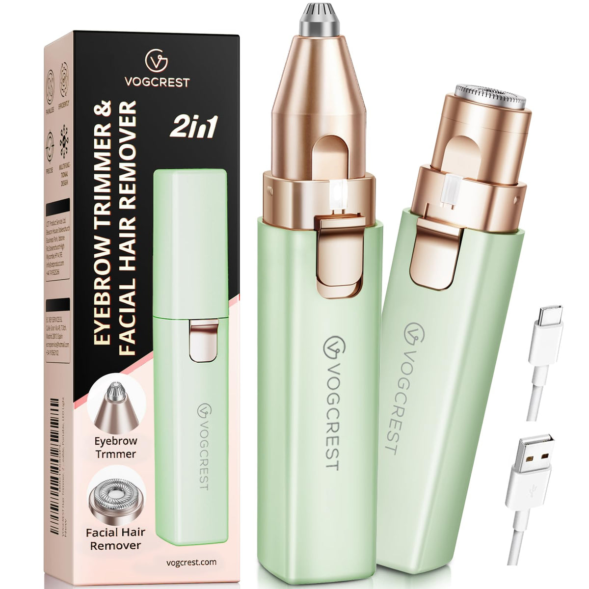 2 in 1 Rechargeable Facial Hair Remover & Eyebrow Trimmer J193
