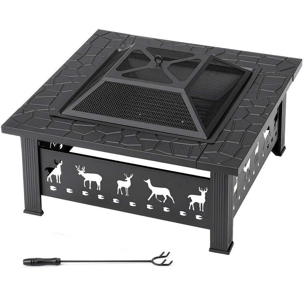 32 Inch Square Wood Burning Fire Pit Table O6049