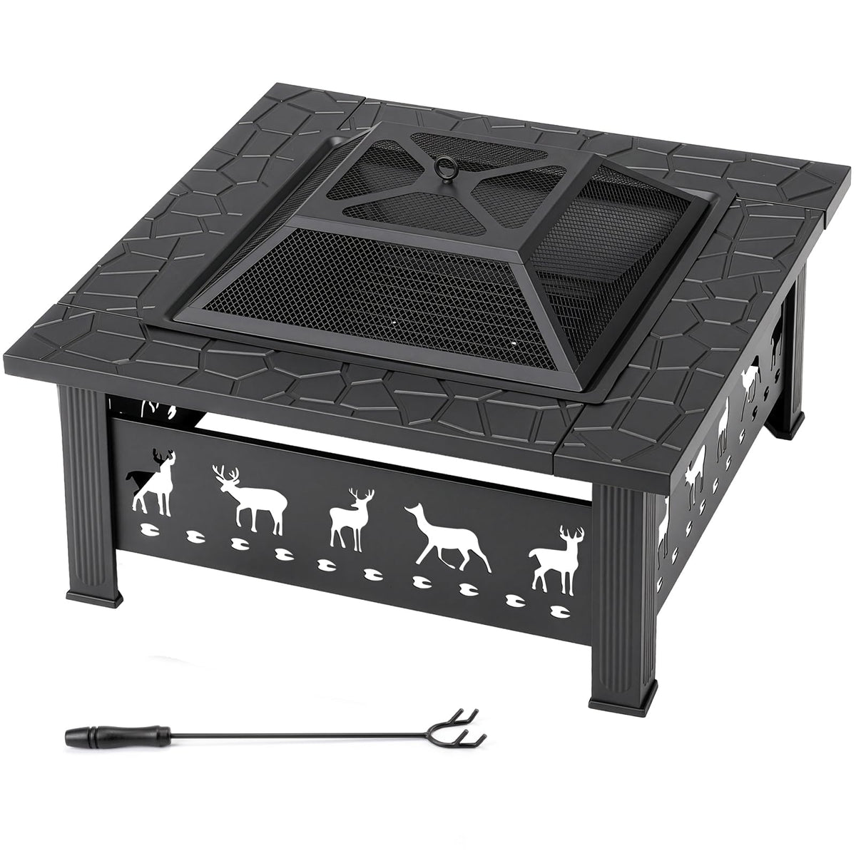 32 Inch Square Wood Burning Fire Pit Table O6049