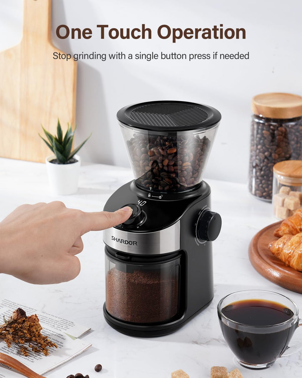 Electric Burr Coffee Grinder with 32 Grinding Sizes C838658