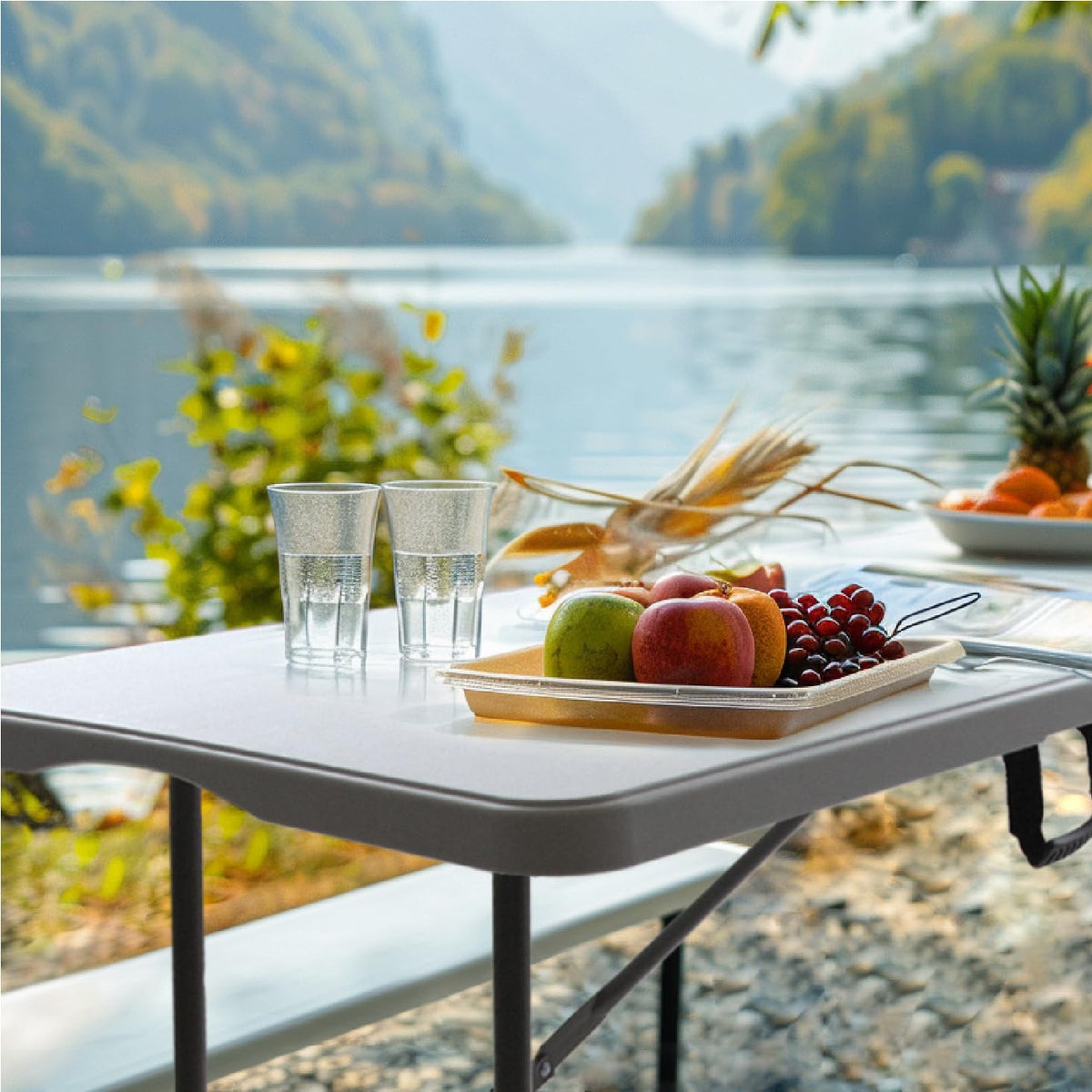 6FT Folding Picnic Table with Tablecloth K37691