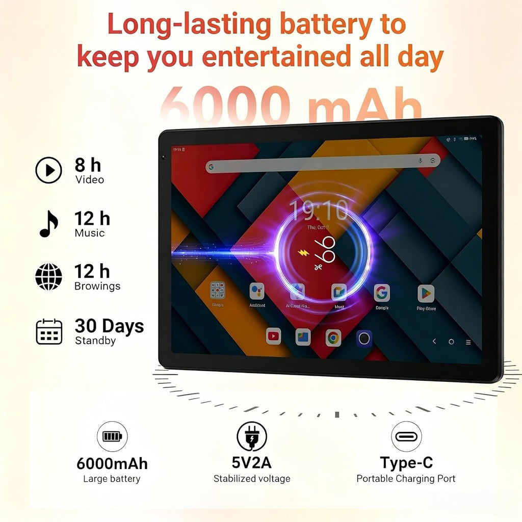 10.1" Android 16 Tablet Octa-core 36GB+128GB Dual Camera H601939