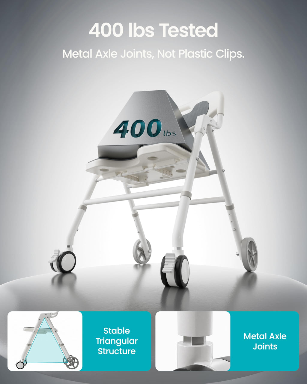 Foldable Rolling Shower Chair with Arms and Back P1037