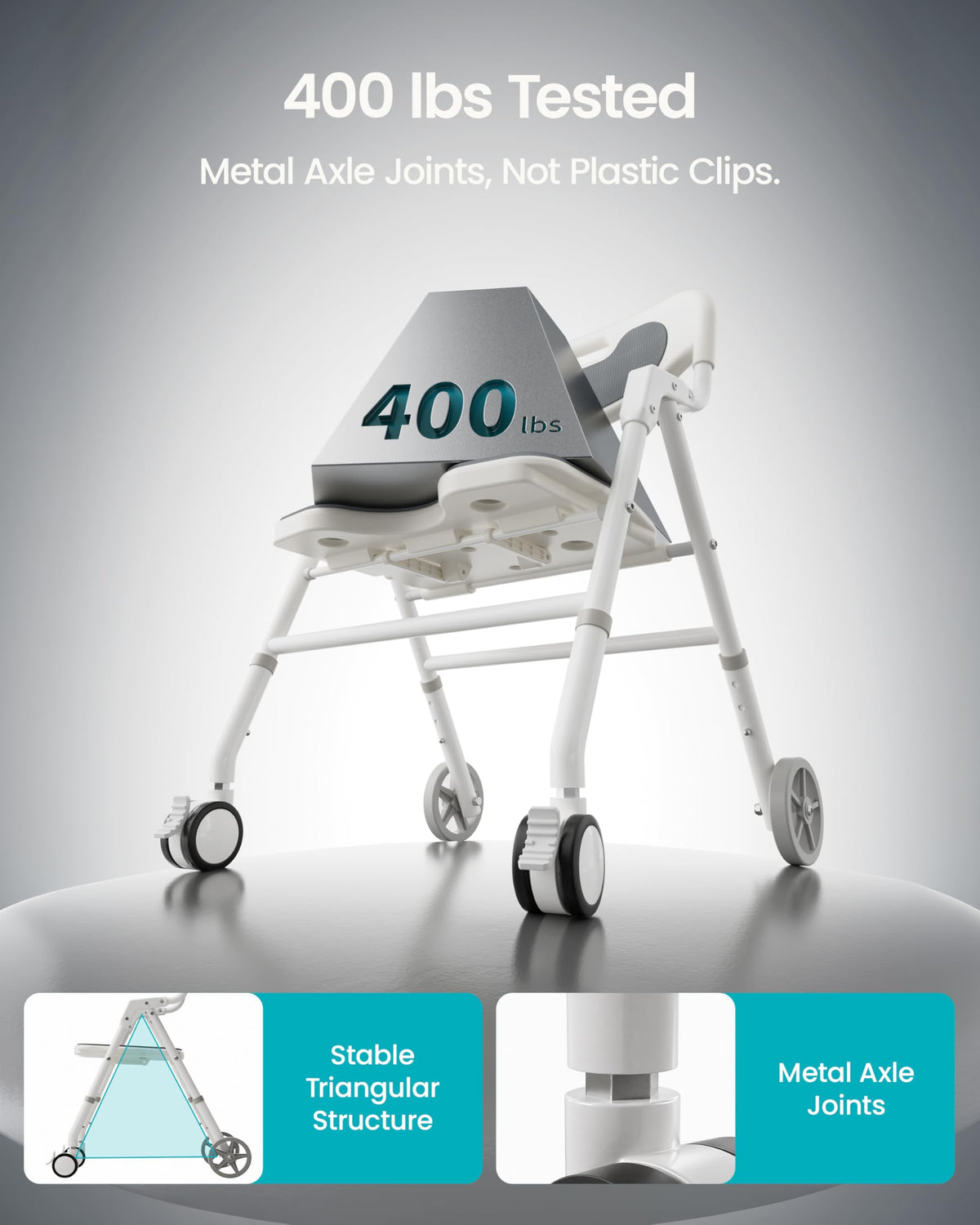 Foldable Rolling Shower Chair with Arms and Back P1037