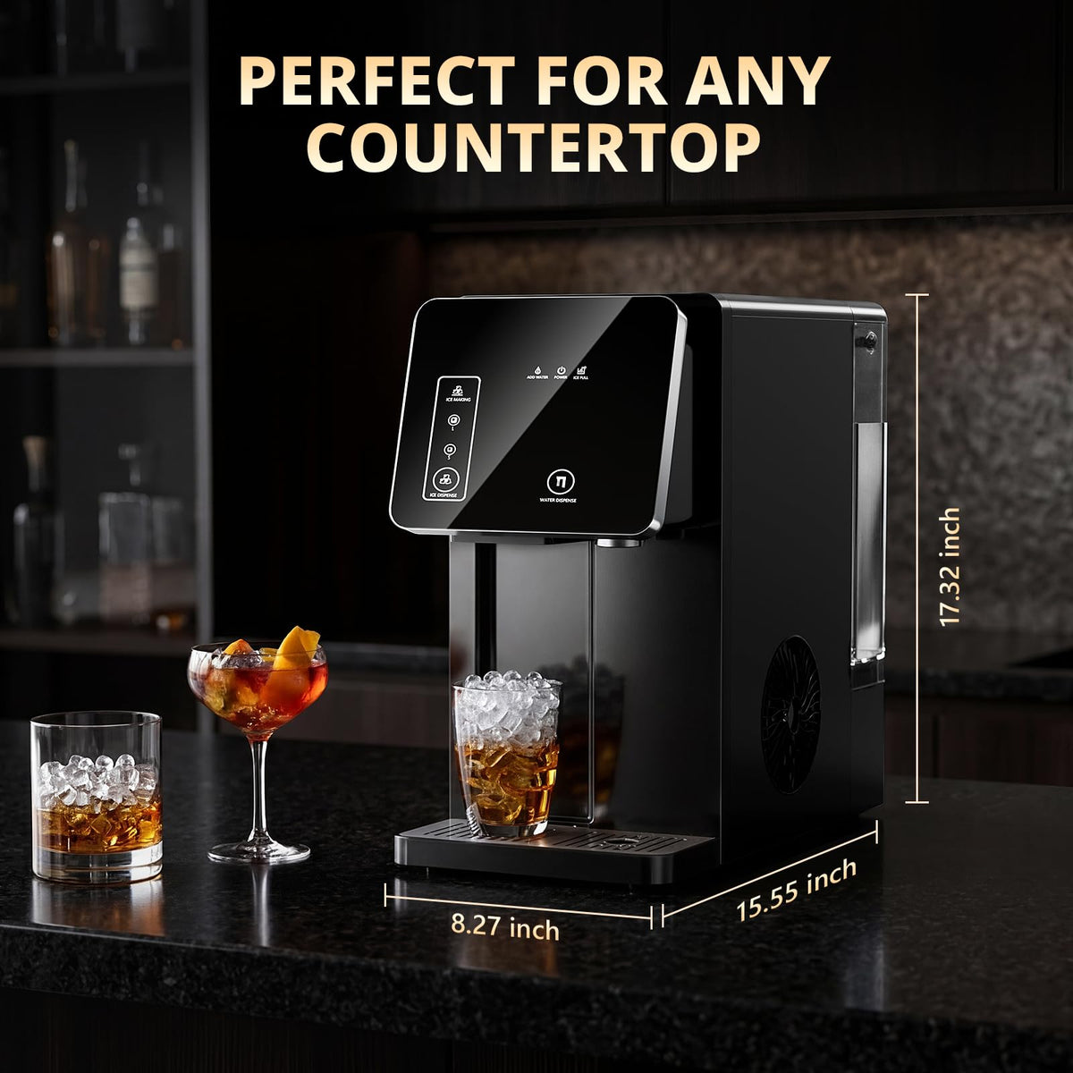 2-in-1 Countertop Ice Maker Machine with Water Dispenser, Black G4672
