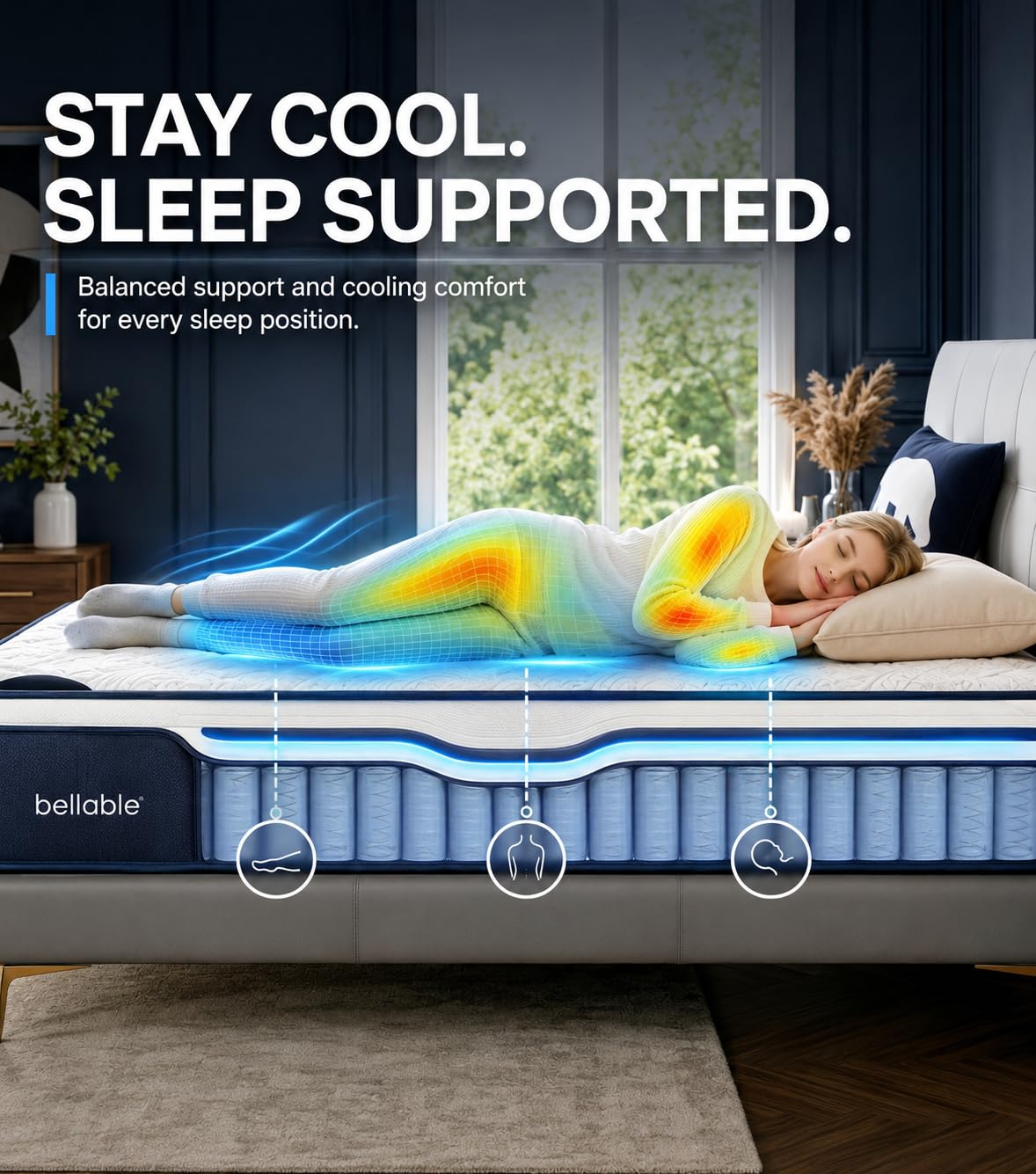Full XL 14 Inch Cooling Gel Memory Foam Pocket Spring Mattress T7703