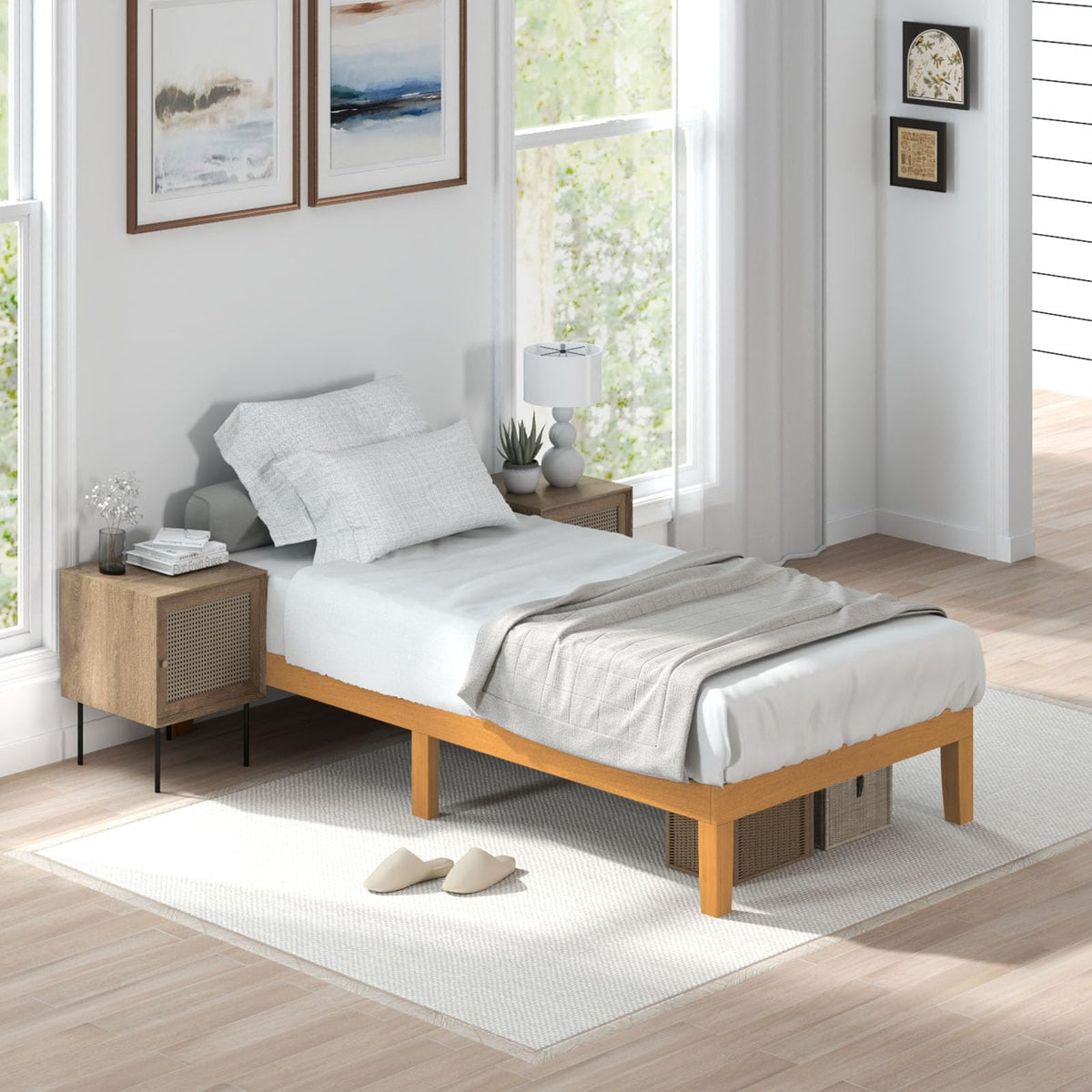 Twin Size 12 Inch Wood Platform Bed Frame Z740