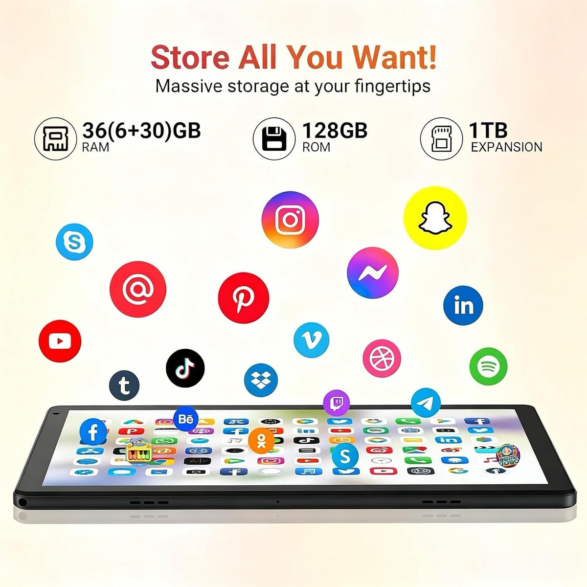 10.1" Android 16 Tablet Octa-core 36GB+128GB Dual Camera H601939