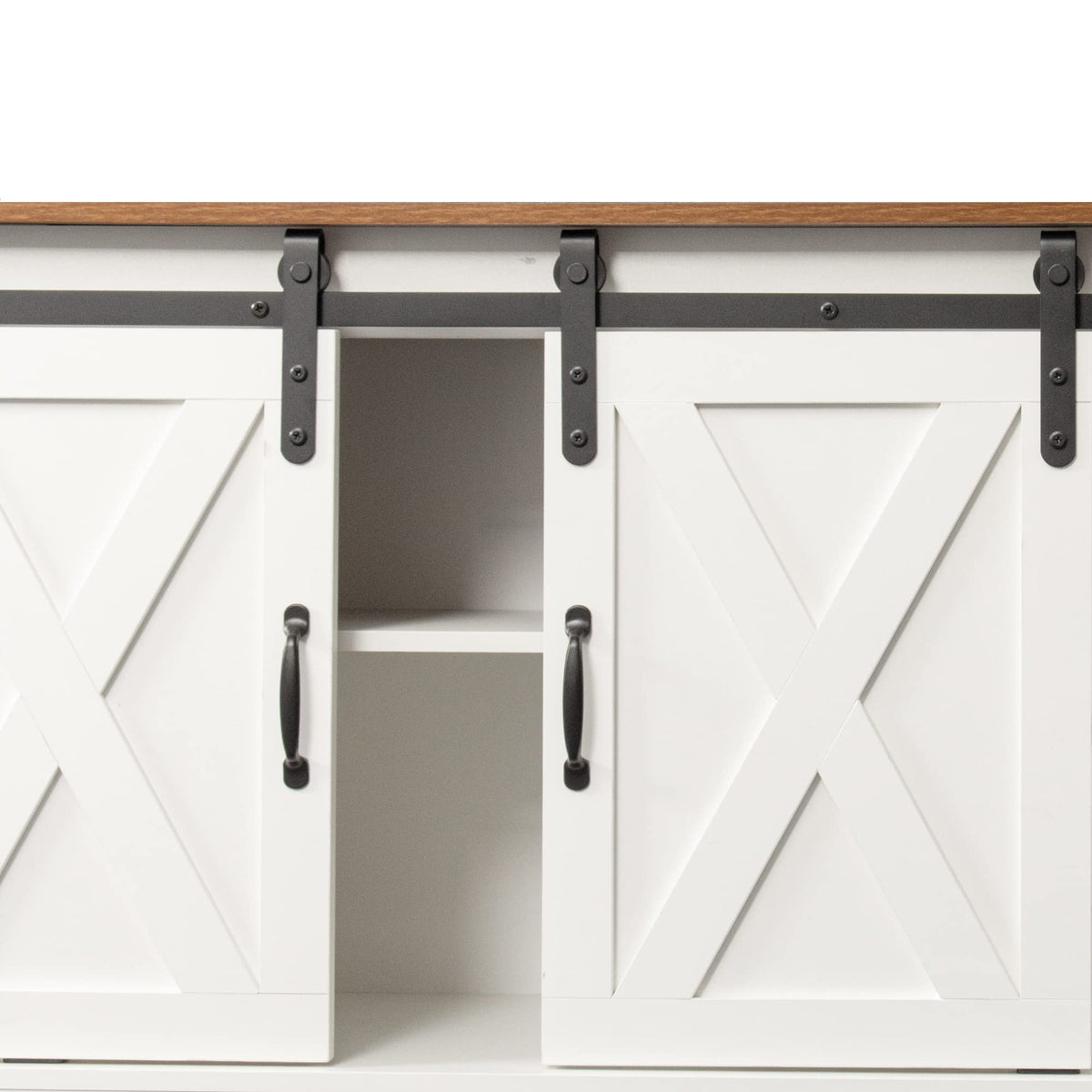Sliding Barn Door Wood TV Stand with Adjustable Shelves U948