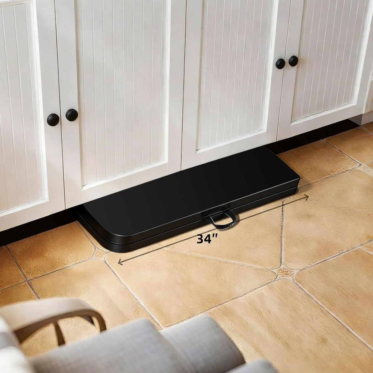 34" Black Square Folding Table with Carrying Handle W584857
