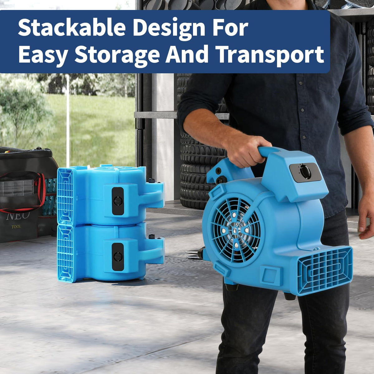 600 CFM Portable Air Mover Blower Fan with 3 Speeds K8981