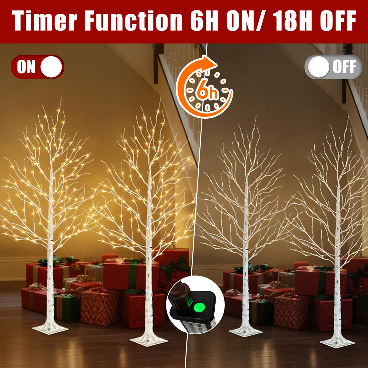 6ft Lighted Birch Tree J877510