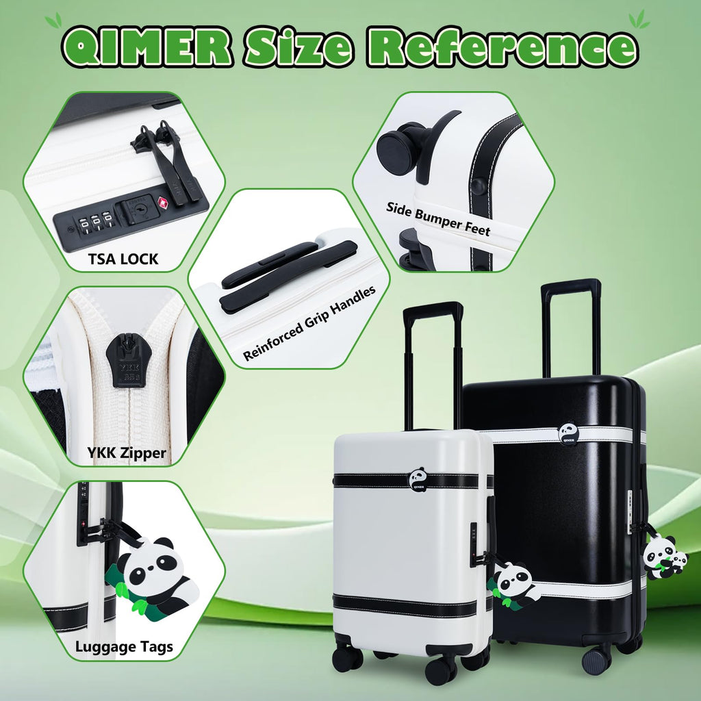 20-inch White PC Hardshell Carry-On Luggage with Spinner Wheels D5672