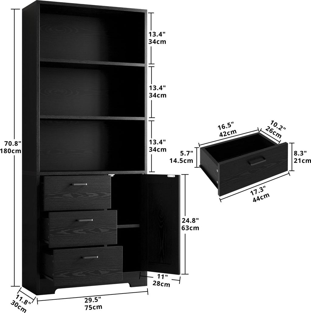 71 in Bookshelf with Doors and Drawers C4283
