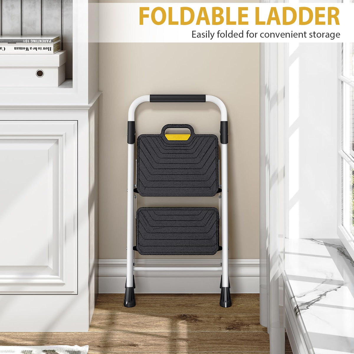 2 Step Folding Step Stool White L836909