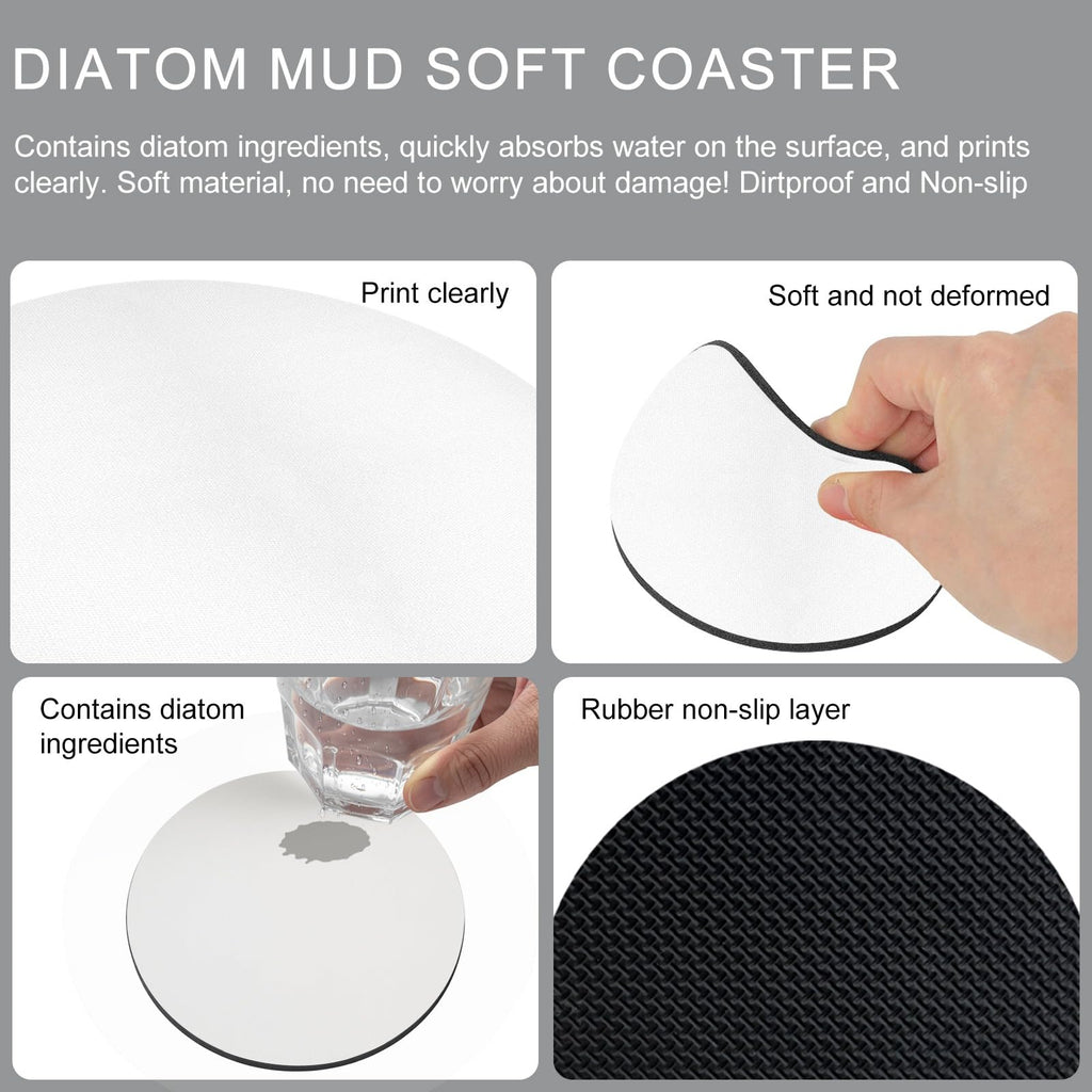 Black Grey Absorbent Coasters Set of 4 B686371