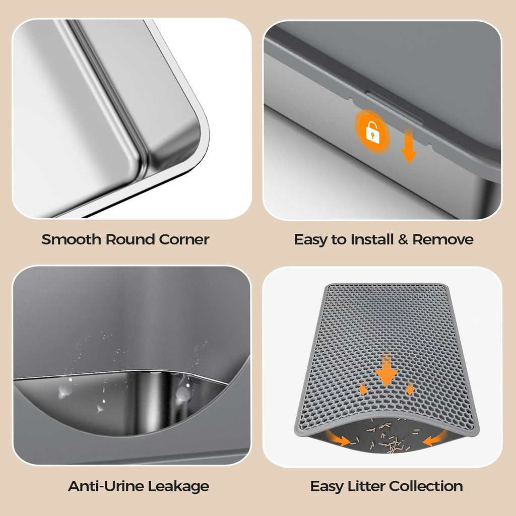 Stainless Steel Litter Box with Lid J7453