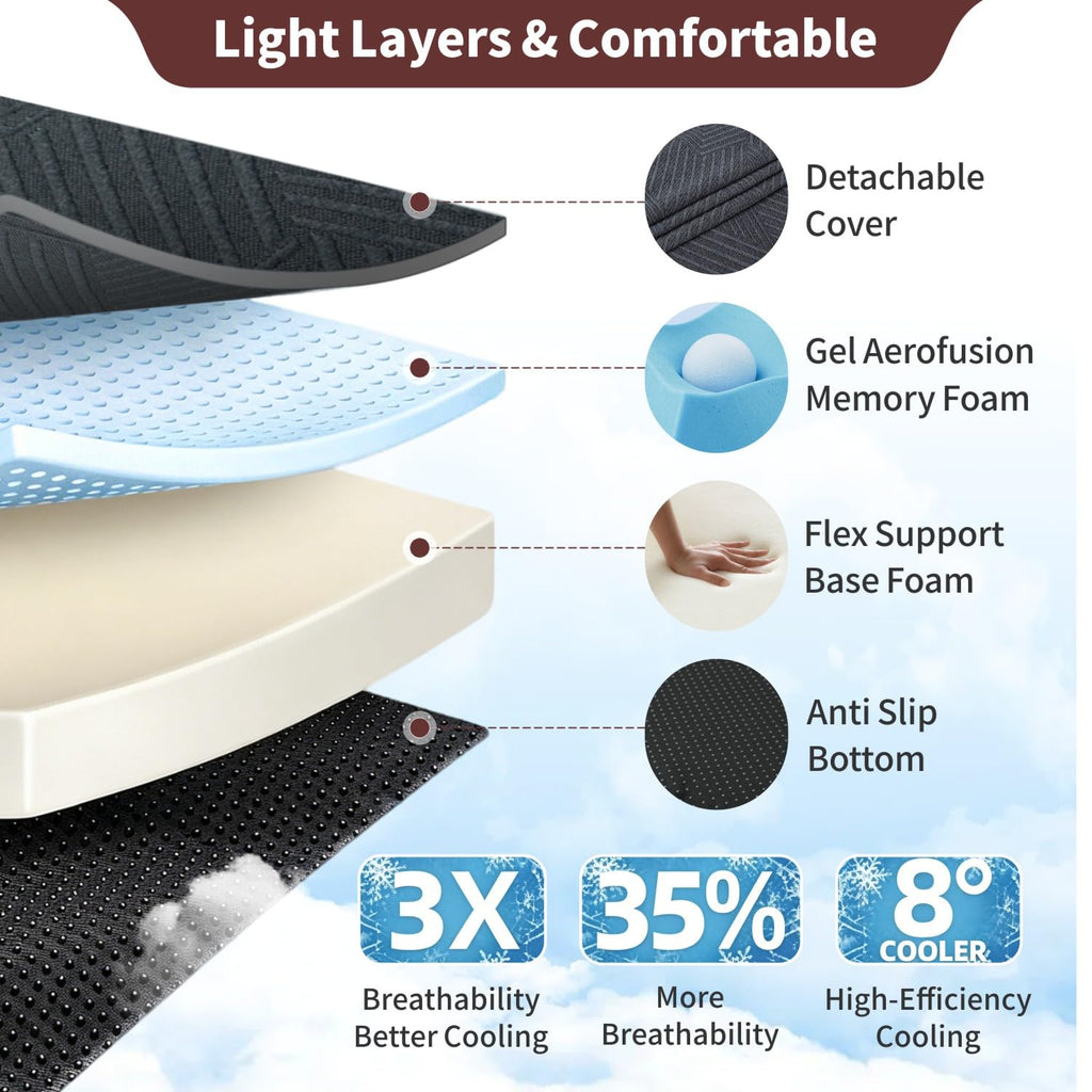 6 Inch Cooling Gel Memory Foam Trifold Mattress with Ice Silk Cover C2821