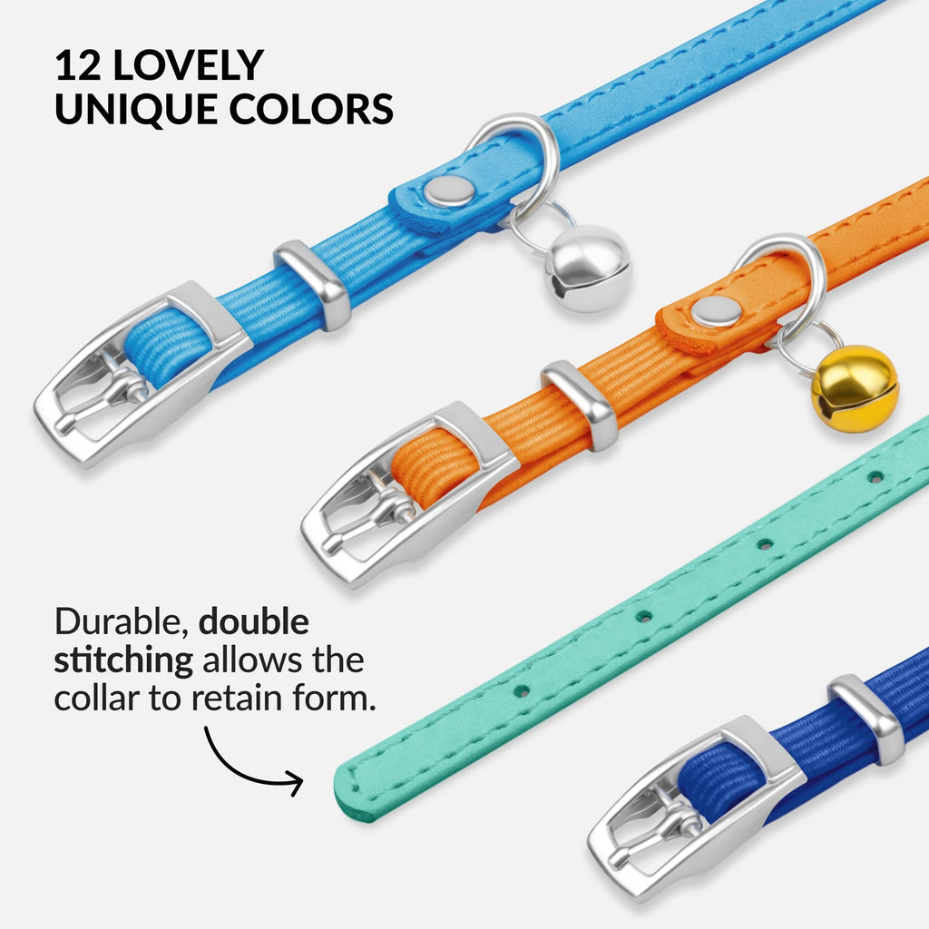 Soft Leather Cat Collar with Safety Elastic Strap Q87349