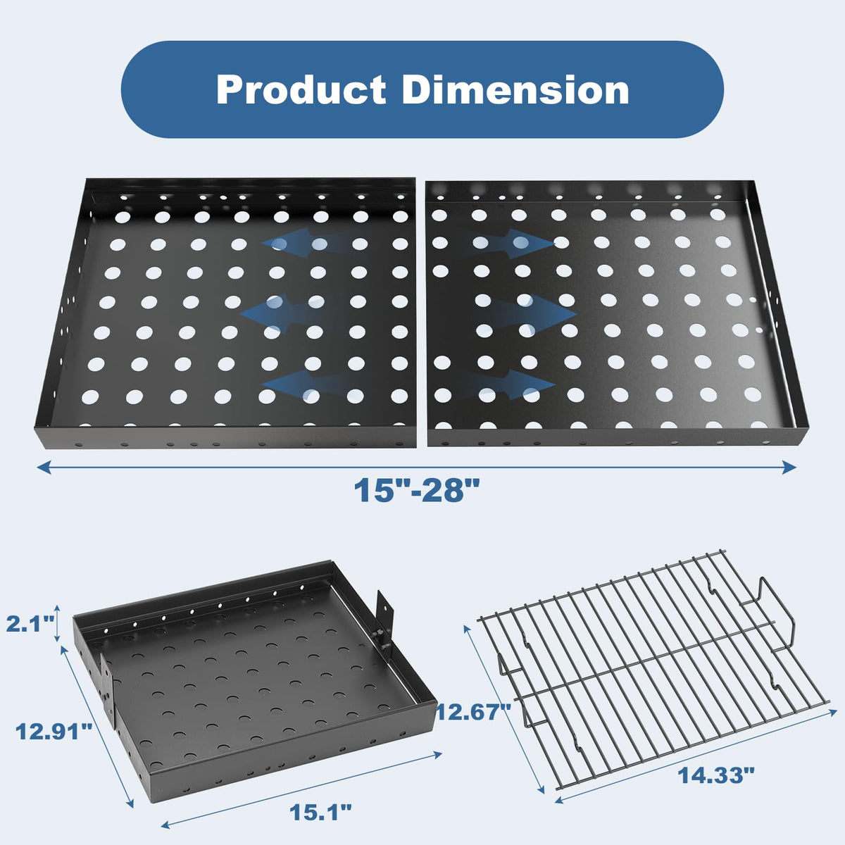 Adjustable Charcoal Grill Basket Ash Pan Z72373
