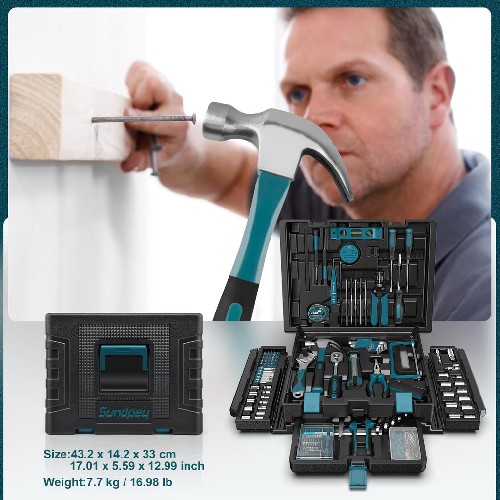 379 Pcs Portable Home and Auto Tool Kit with Drawer Blue Z842371