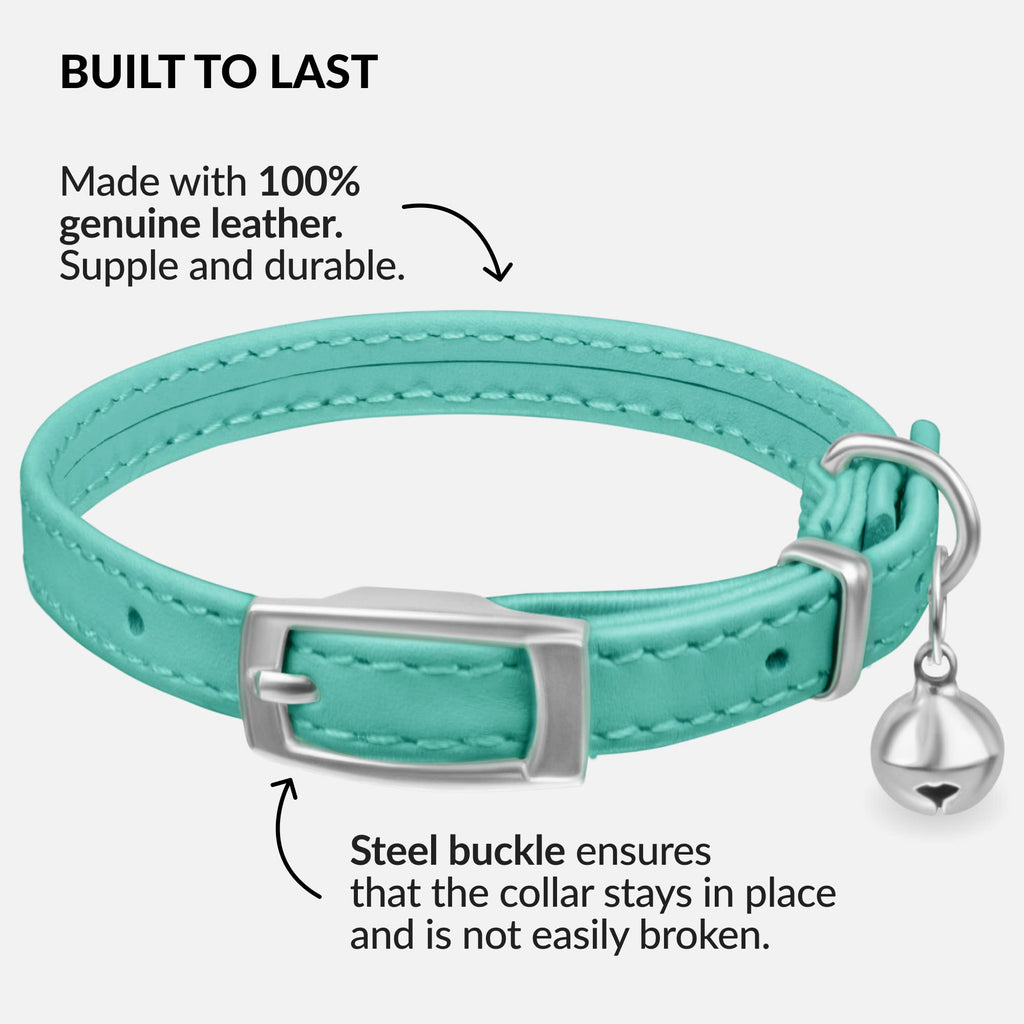 Soft Leather Cat Collar with Safety Elastic Strap Q87349