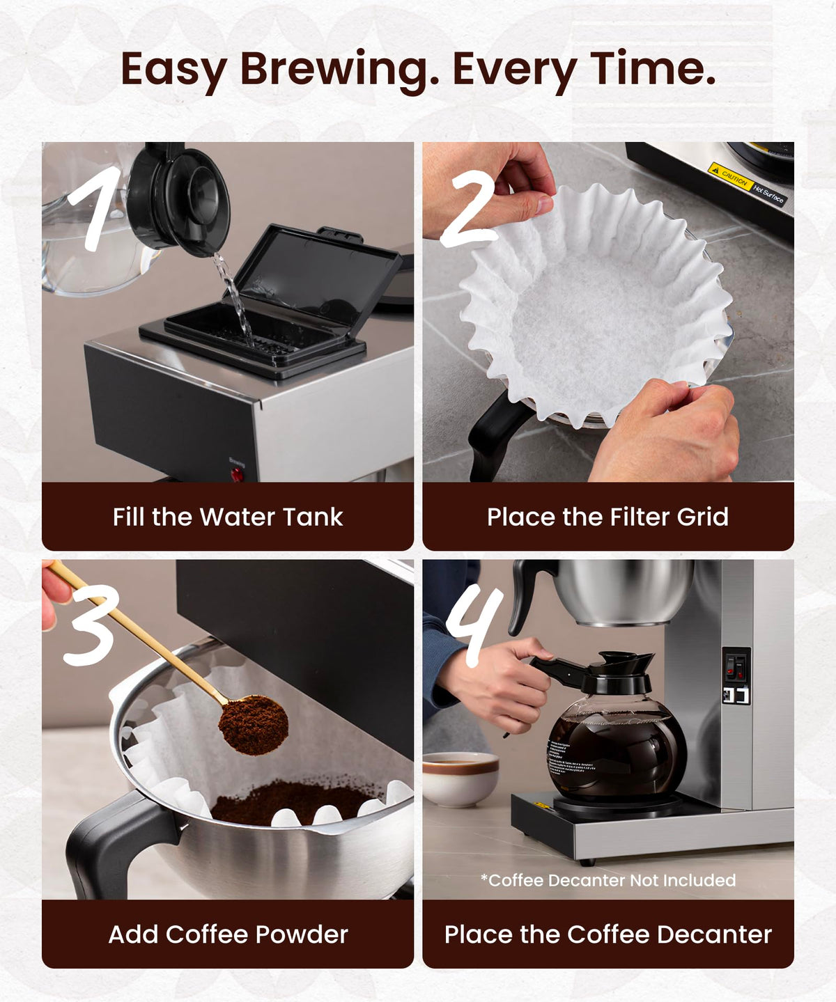 Commercial Pour Over Coffee Maker with 2 Warmers Y1030