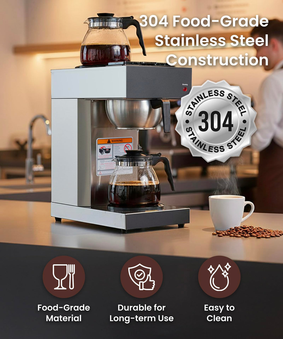 Commercial Pour Over Coffee Maker with 2 Warmers Y1030