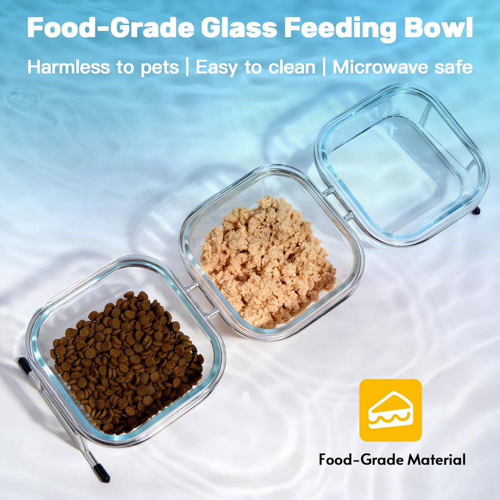 15° Tilted Glass Raised Cat Bowls Q7359