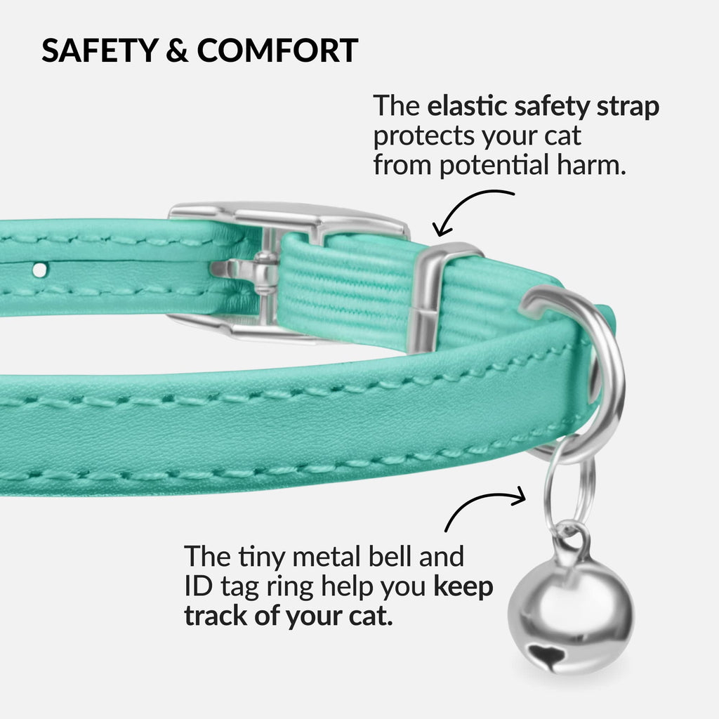 Soft Leather Cat Collar with Safety Elastic Strap Q87349
