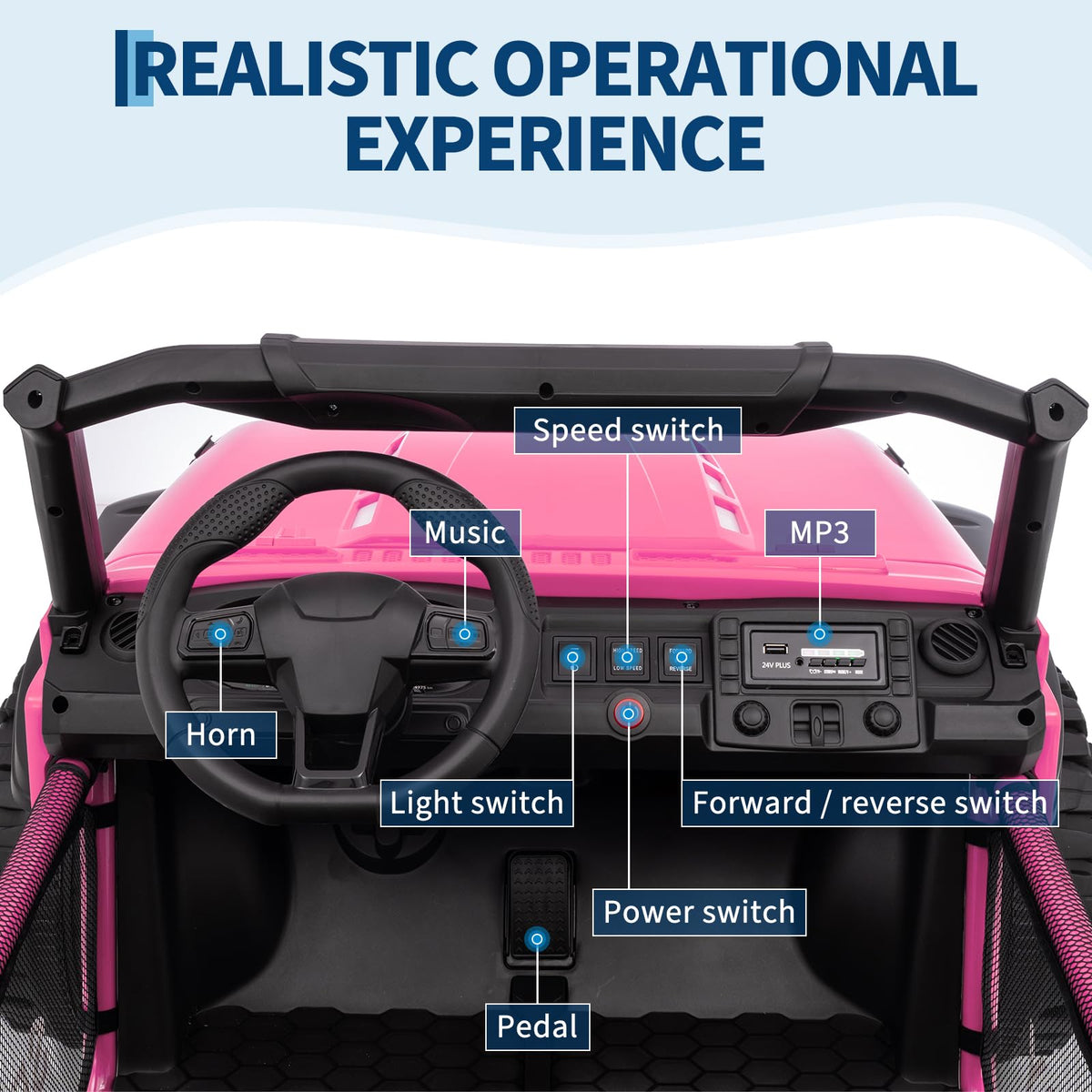 24V 4WD 2 Seater Ride on Car with Remote Control, Pink V831528
