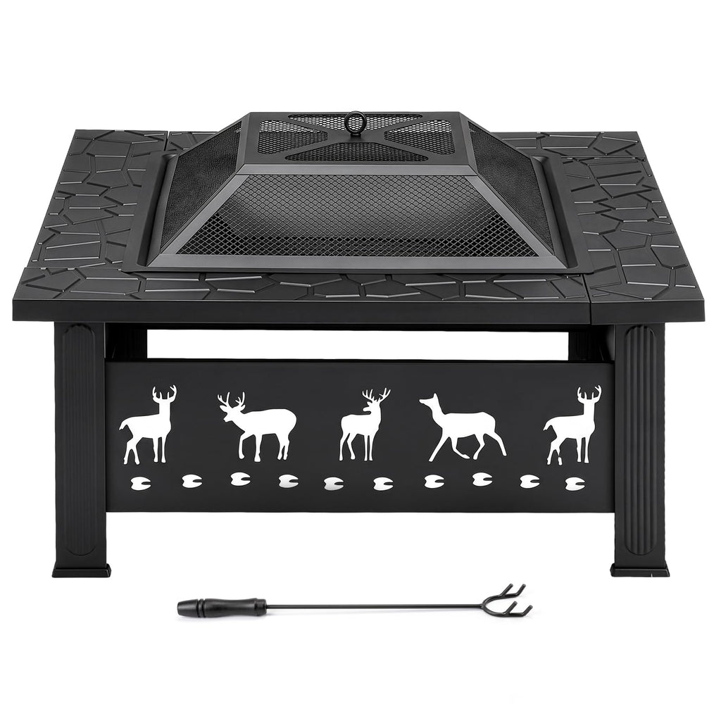 32 Inch Square Wood Burning Fire Pit Table O6049