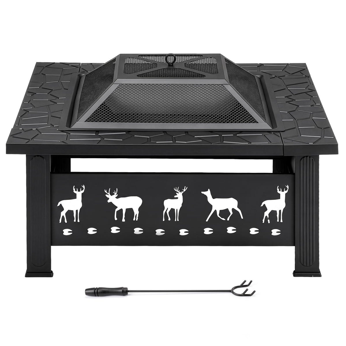 32 Inch Square Wood Burning Fire Pit Table O6049