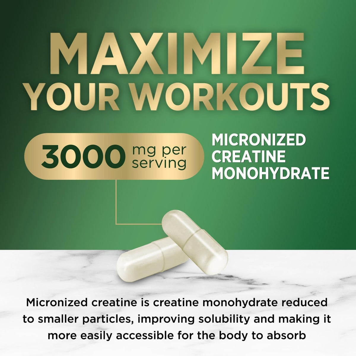 Micronized Creatine Monohydrate 3000mg 120 Capsules R30182