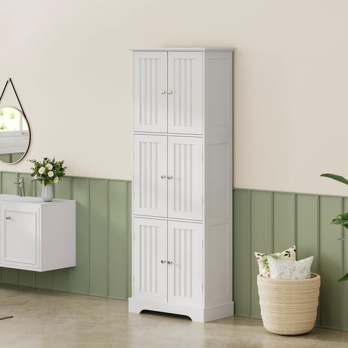63.2" Tall Bathroom Storage Cabinet with 6 Doors W180930