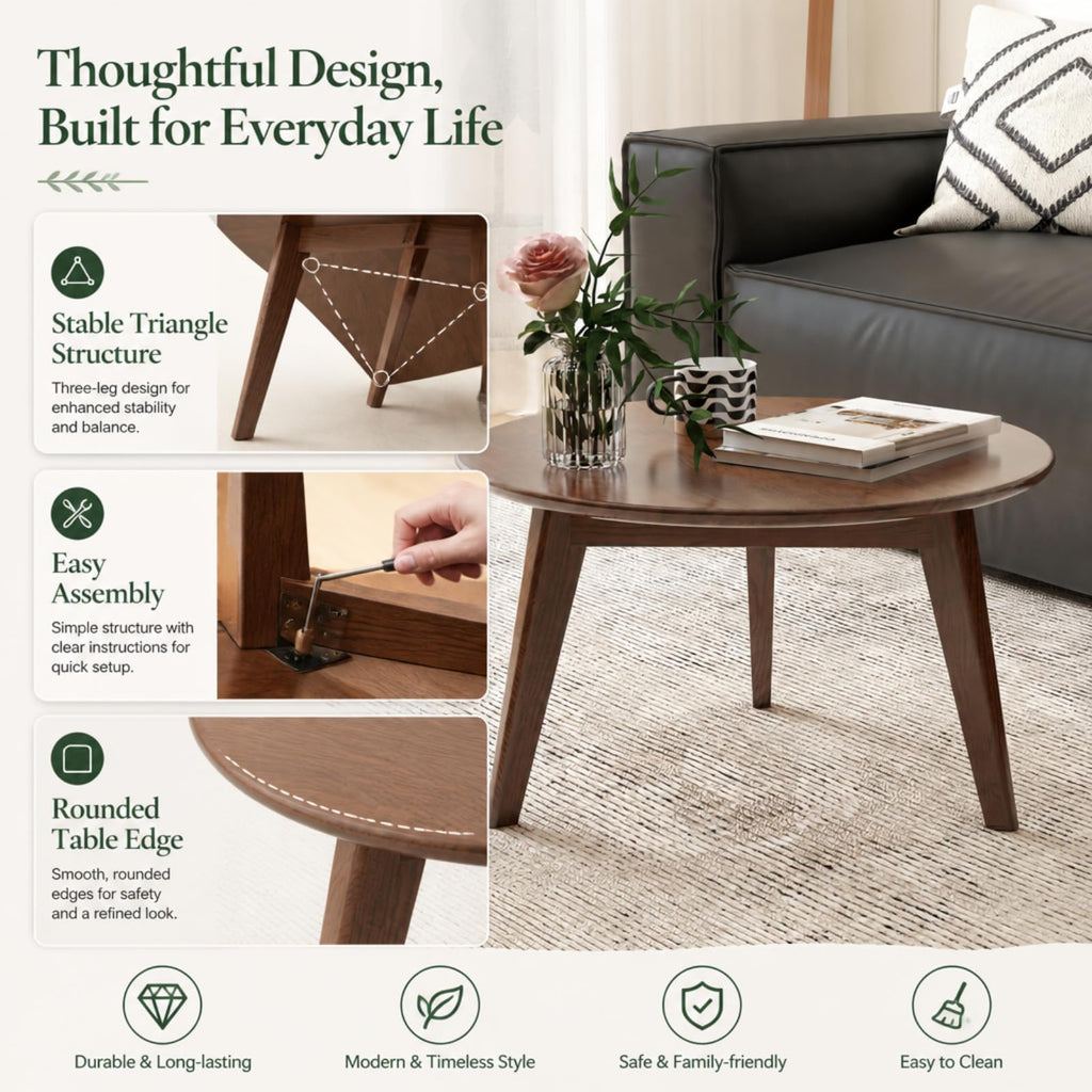 Solid Wood Round Coffee Table Y839