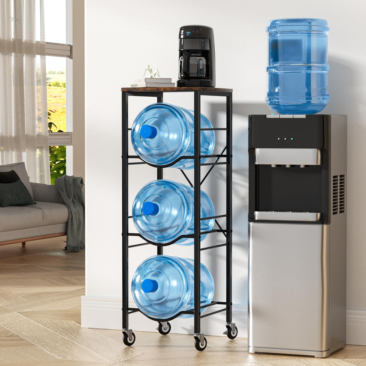5 Gallon Water Jug Holder with Storage Shelves 3 Tier E9813