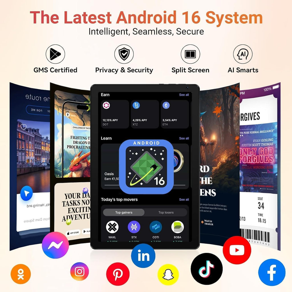 10.1" Android 16 Tablet Octa-core 36GB+128GB Dual Camera H601939