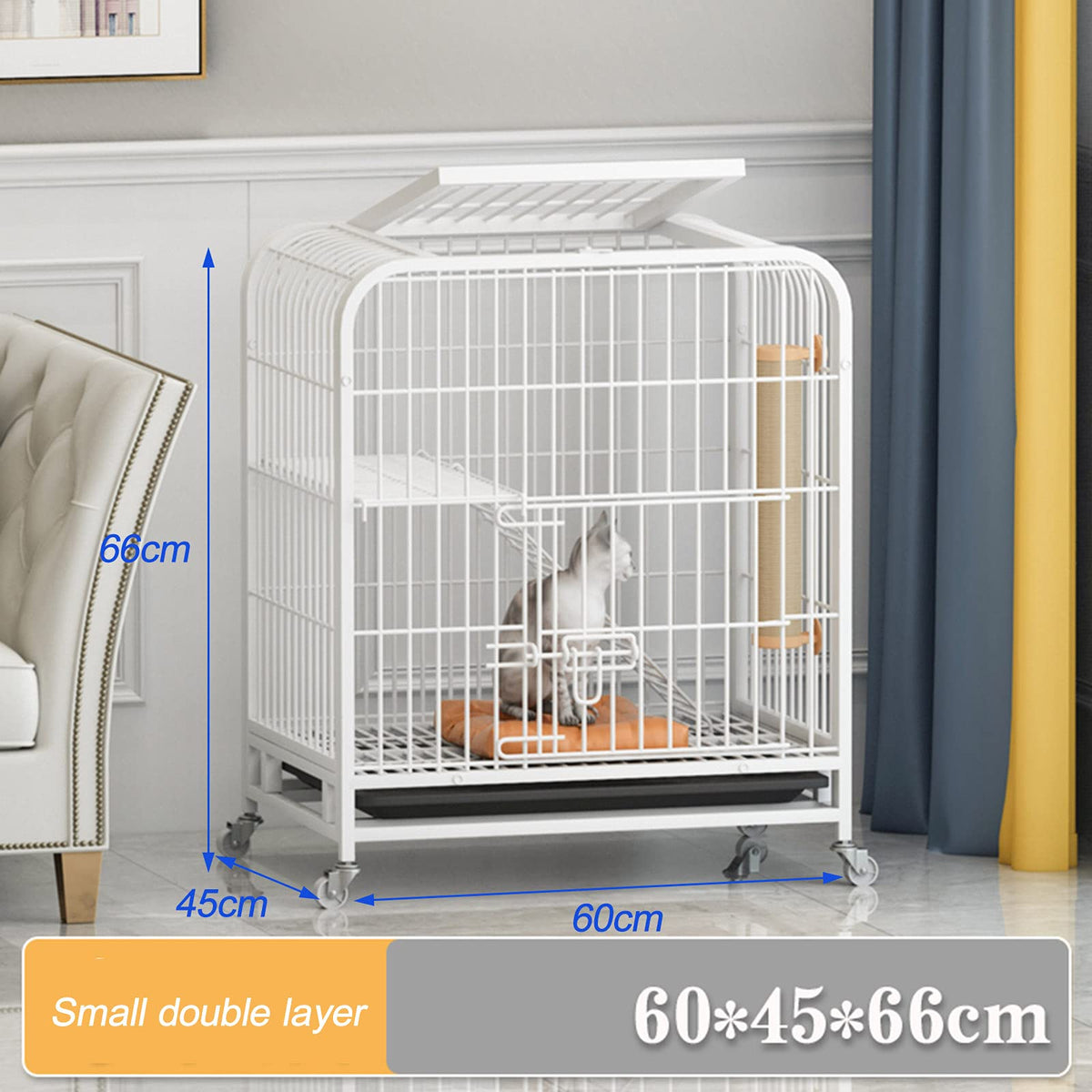 3-Tier Metal Wire Cat Cage with Hammock and Casters R6685