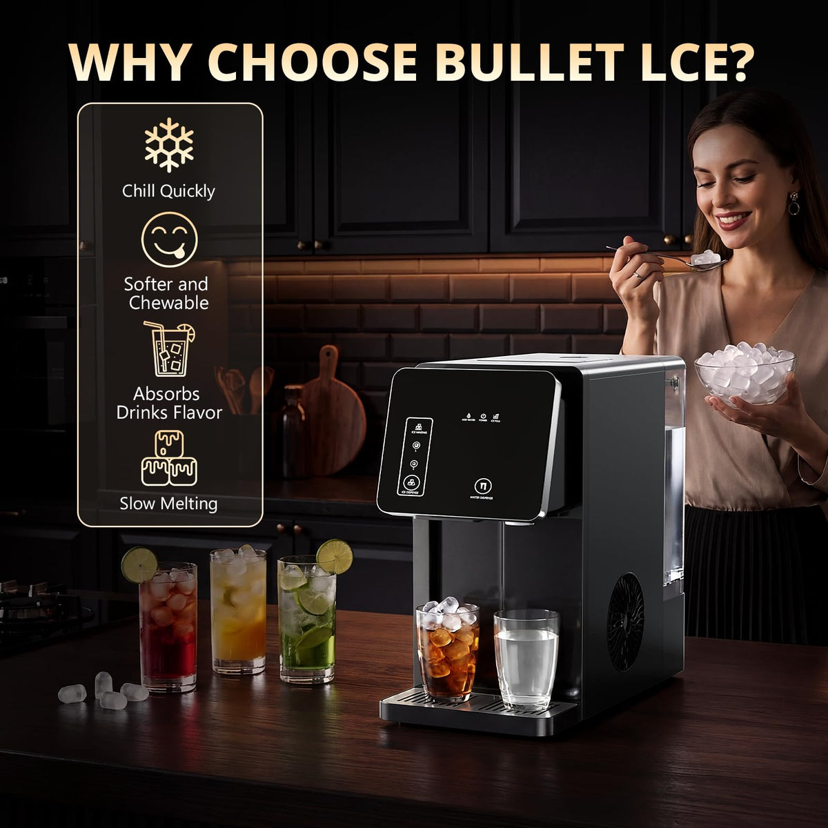 2-in-1 Countertop Ice Maker Machine with Water Dispenser, Black G4672