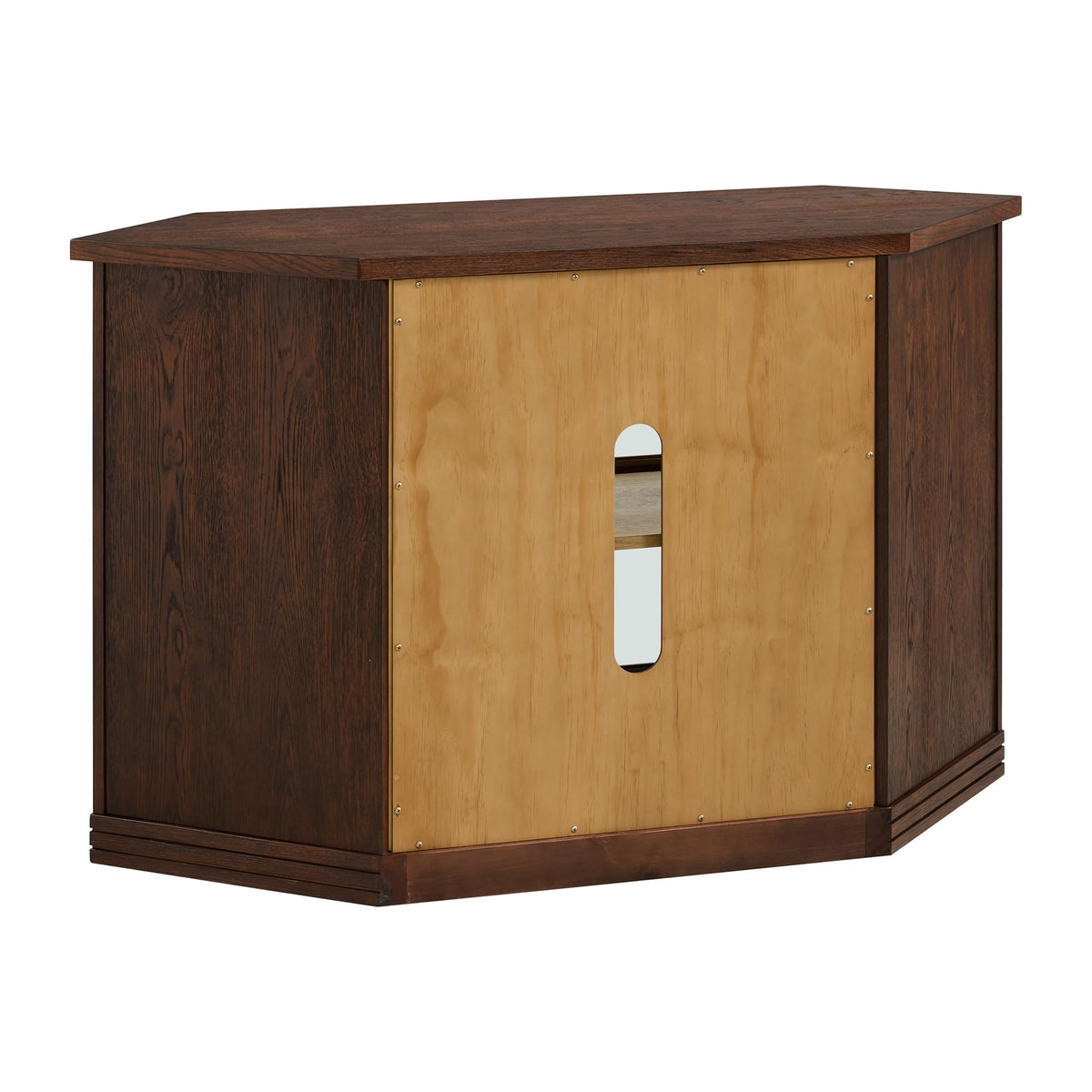 Cocoa Brown Wood and Glass Corner TV Stand Q4447