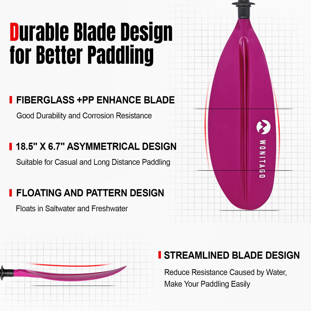 Adjustable Fiberglass Shaft PP Blade Kayak Paddle B333127